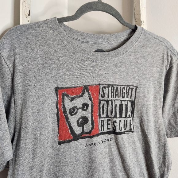 Life is Good top womens Medium Dog rescue adoption graphic crusher tee - Picture 3 of 4